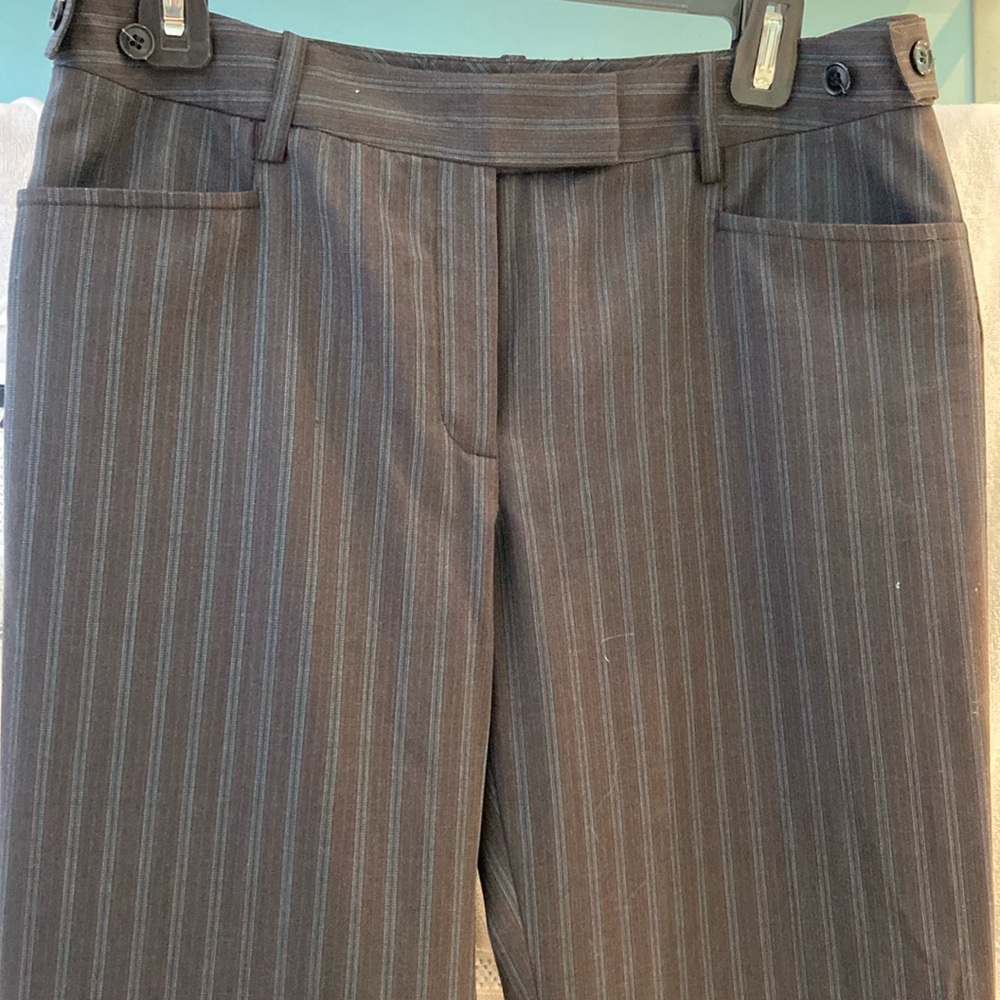 Brand new ETCETERA Wool trousers. Charcoal color w teal pinstripes